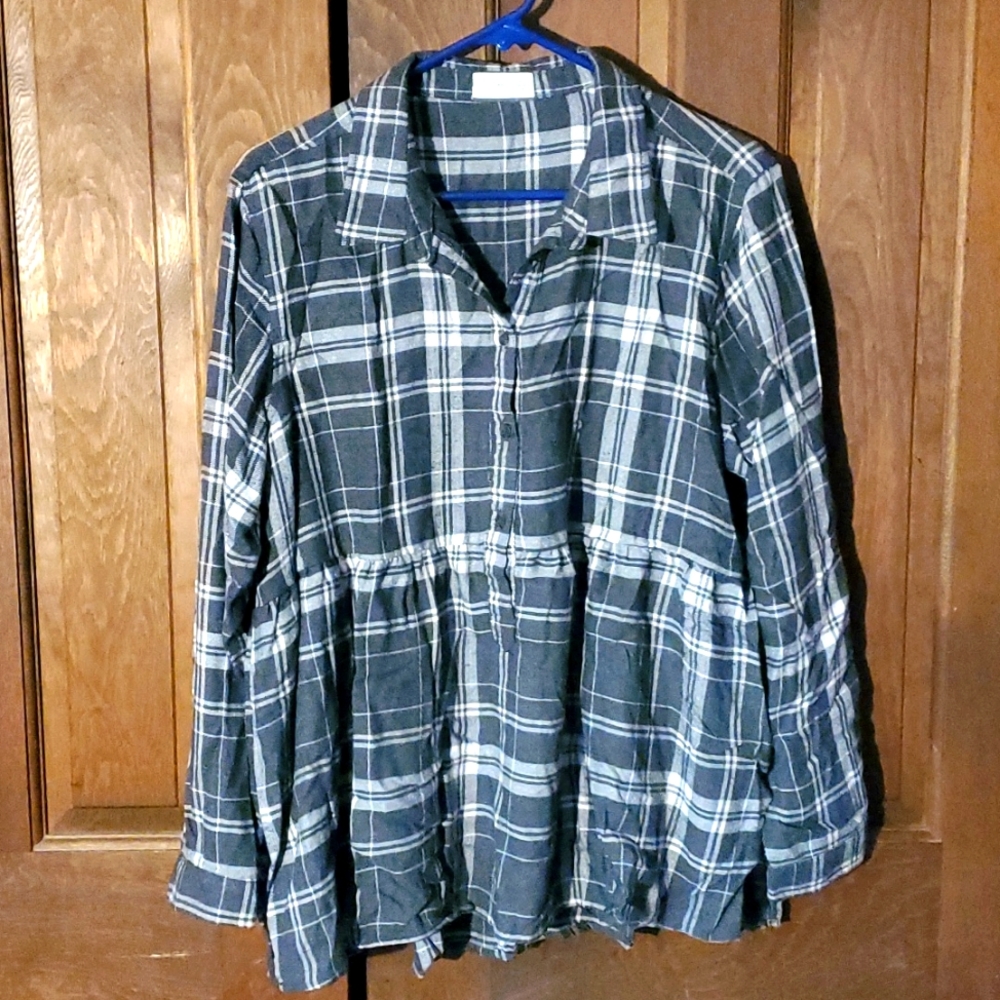 FW0920 Gray plaid, baby doll top
